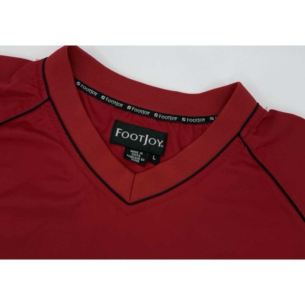 FootJoy Pullover Mens Large Red V Neck Golf Windbreaker Jacket Lightweight